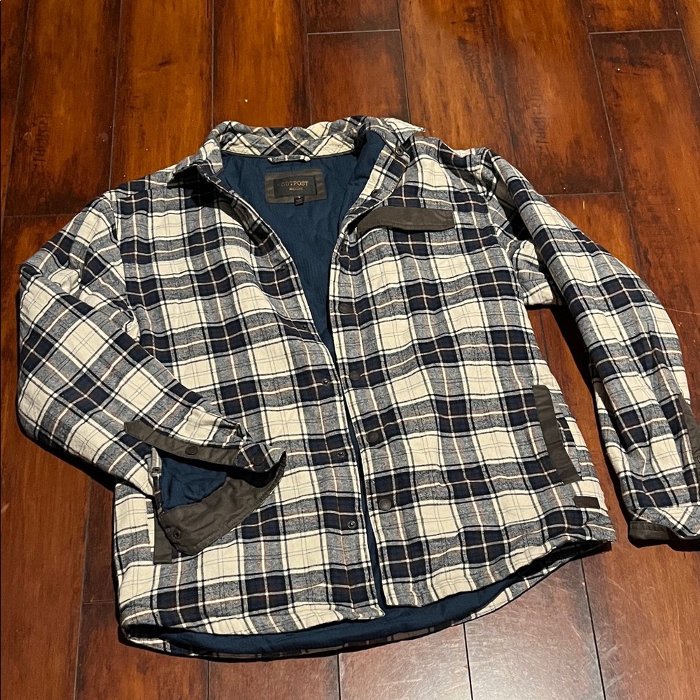 Men's Plaid Jacket - Navy and White